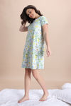 Zivame Citrus Summer Knit Poly Knee Length Nightdress With In Built Slip On Bra - Pale Blue — thumbnail 3